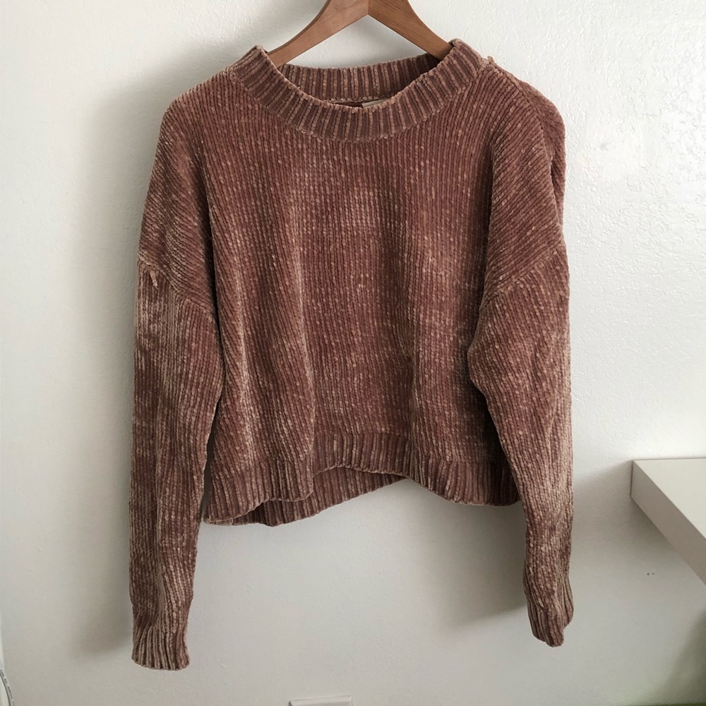 Cropped Chenille Pullover Sweater